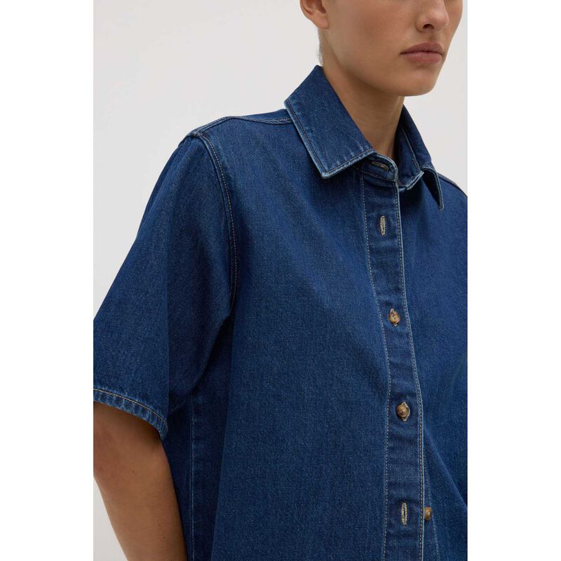 Assembly Label Boxy Denim Short Sleeve Shirt Heritage Blue image number 2